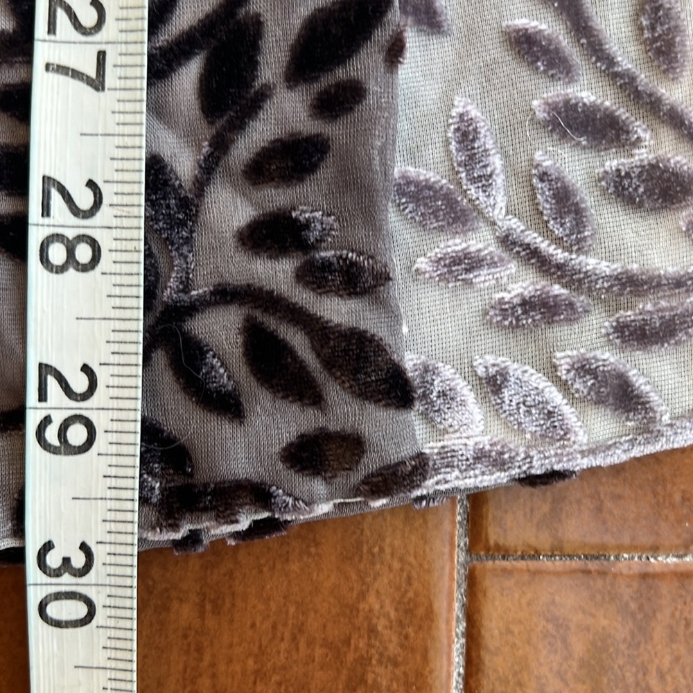 Purple and Grey Leaf Pattern Velvet Burnout Scarf - Picture 7 of 9